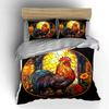 Colorful Rooster Stained Glass Decor Soft Comfortable Duvet Cover Bedding Set Included 1*Duvet Cover & 2*Pillowcases, Gift