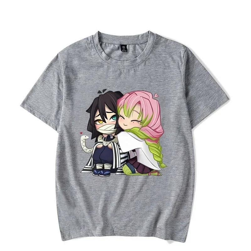 Lustiges Kanroji Mitsuri Iguro Obanai Cartoon Print T-Shirt Paar Locker Kurzarm Rundhals Oberteil Anime Freizeitshirt Tees