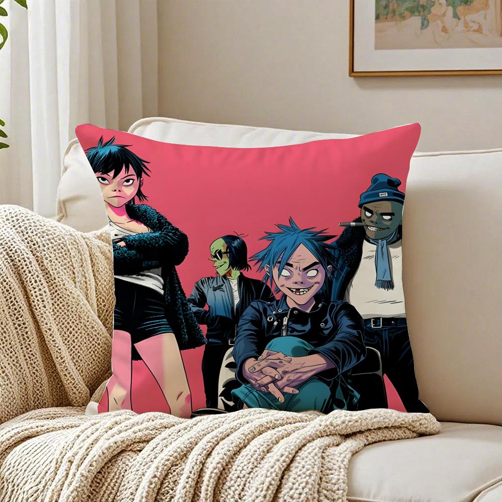 Feel Good Simple Fashion G-Gorillaz Music Cushion Cover Linen Pillowcase Soft For Sofa Bed Home Room Decor