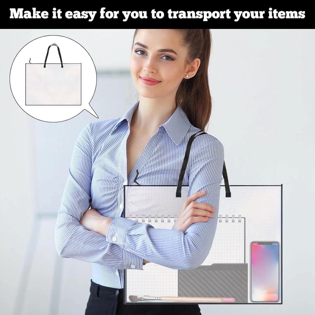 Art Bag 19 x 25 Inch Art Storage Bag with Handle and Zipper Portable Clear Artwork Organizer for Travel Camping Photograph