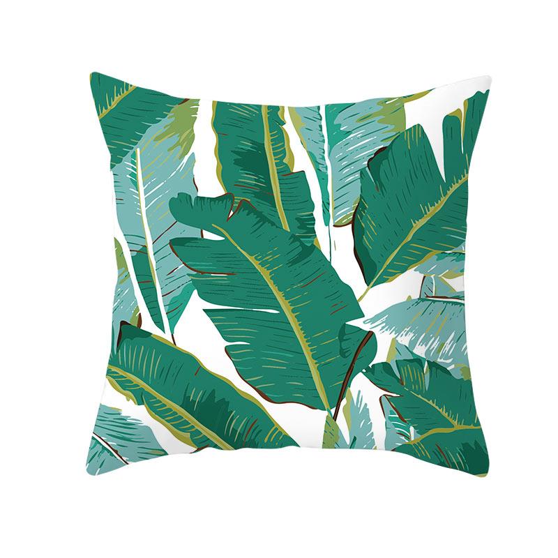 Summer Tropical Plants Decorative Pillowcase Green Leaves Throw Pillow Case Polyester Printing Pillow Cover 45X45Cm