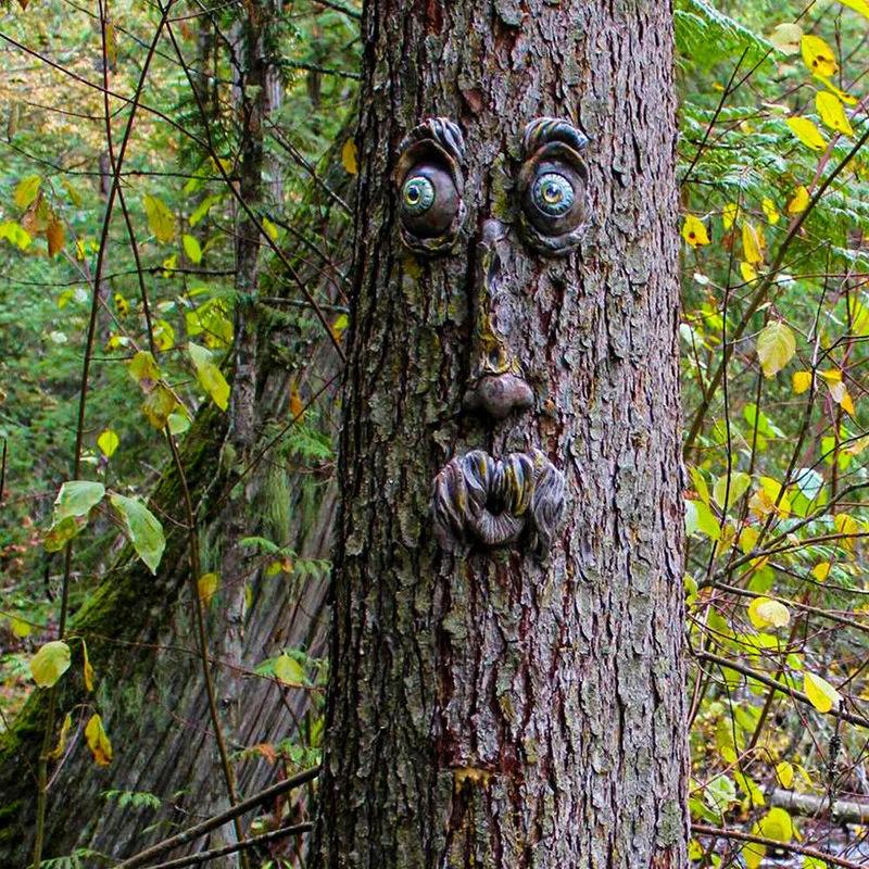 Old Man Whimsical Tree Face Statues Hugger Peeker Sculptures Easter Fairy Garden