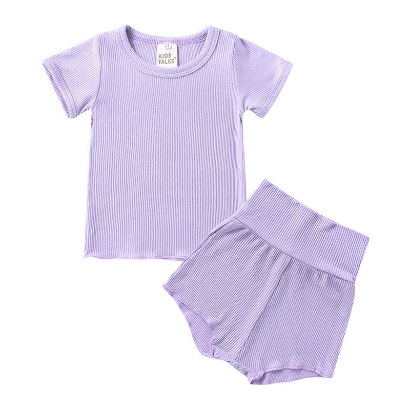 2026 Summer Korean-Style Kids' Cotton Pajama Set - Breathable, Candy Colors for Boys and Girls