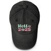 HELLO 2025" Disco Ball Print Snapback Sun Hat, Sports Hat Unisex Trendy Raw Brim Sunshade Adjustable Baseball Hat