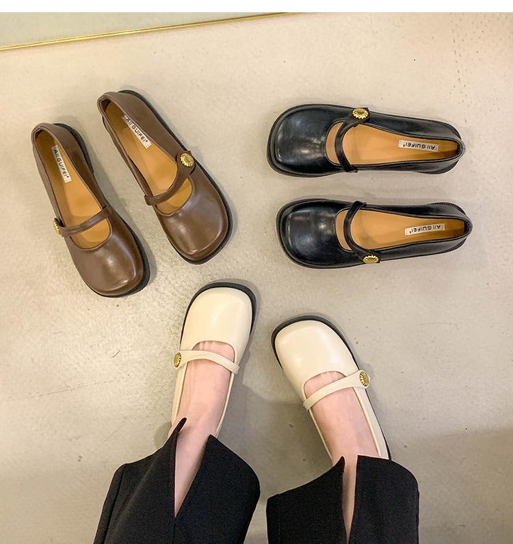 Fashion IPPEUM Mary Janes Shoes For Women Ballet Flats Pu Leather Black Loafers Lolita Shoes Round Toe zapatos de mujer