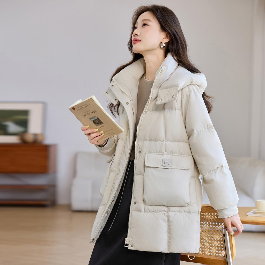 New Cotton-padded Clothes Women's Winter Medium and Long Thin Versatile Hooded Cotton-padded Jacket