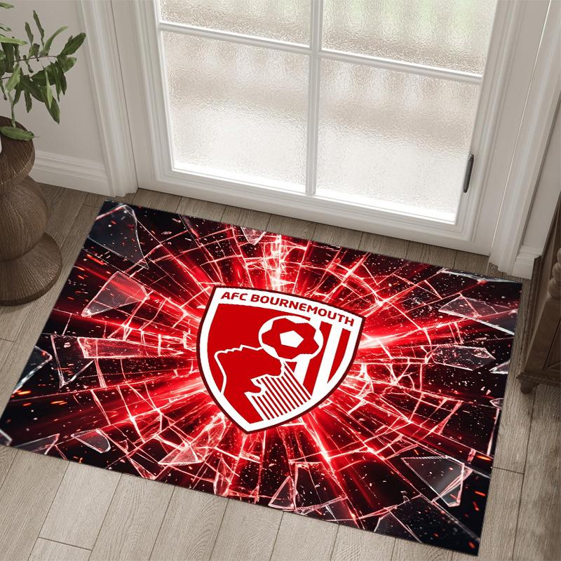 Bournemouth Football Design Crystal Velvet Carpet Cozy Non?Slip Printed Rug For Bedroom Living Room Entrance