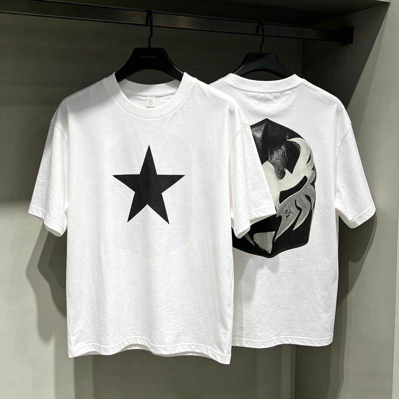 Chest Fivepointed Star Printed Tshirt Men Women Cotton Loose Casual Short Sleeve Tshirt Mens Tshirts Summer Mens Clothing