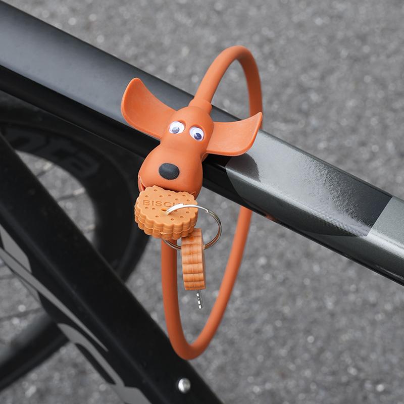 Cute Little Dog Silicone Lock For Bicycle Portable Outdoor Silicone Dog Bicycle Lock With Key Multiple Colors Available