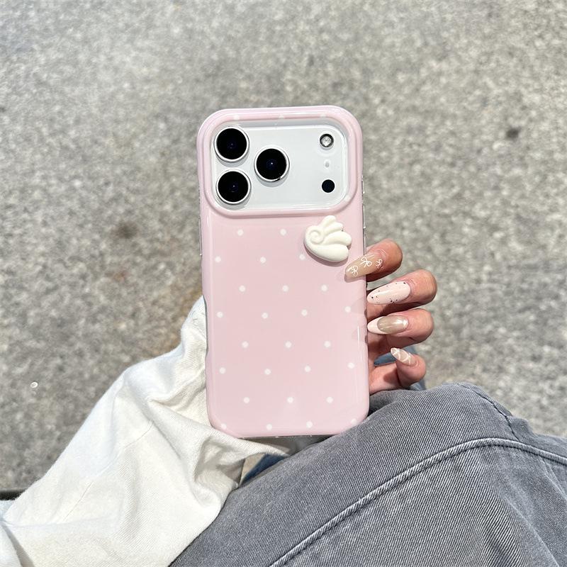 Korean Style Polka Dot 3D Wings Phone Case for iPhone 17/16 Pro Max/15/14