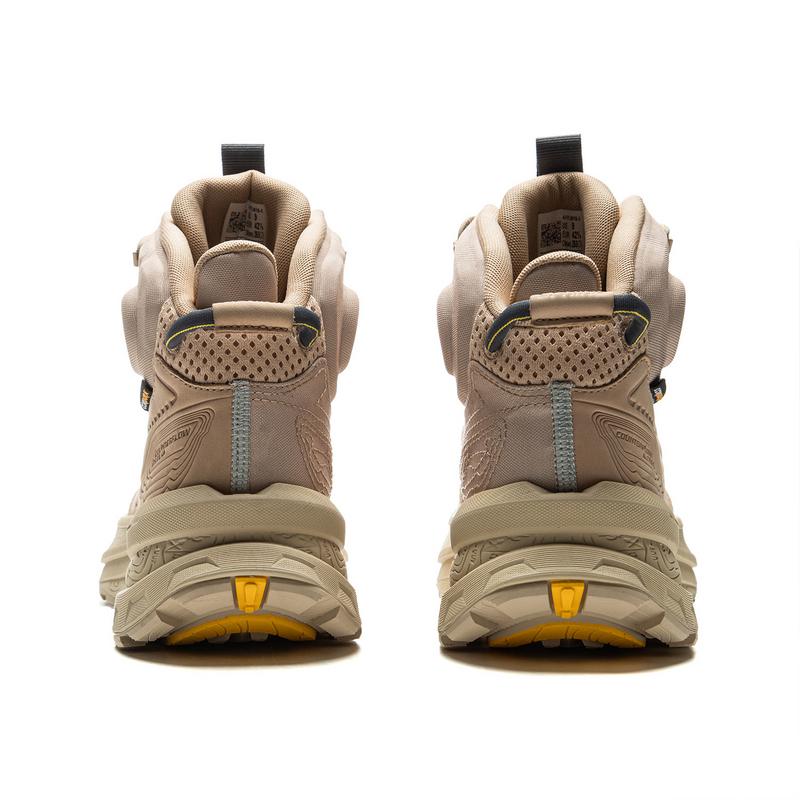 Li Ning CF River High Trendy Comfortable Outdoor Non-Slip Wear-Resistant High-Top Hiking Shoes Unisex Hiking Shoes Brown Yellow AHTU015-1