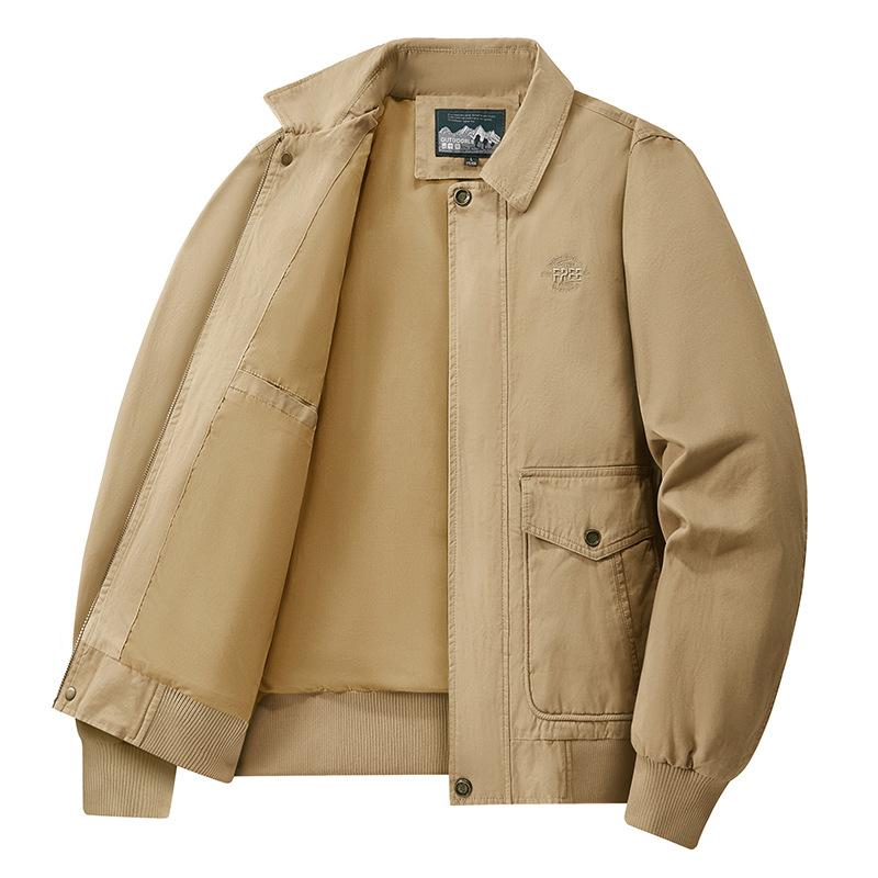 Casual Jacket, Men's Cotton Workwear Jacket, Simple and Versatile Cotton Collar