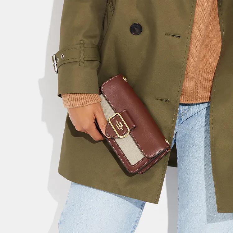 COACH Morgan Canvas Calfskin Shoulder Bag , Crossbody Bag Large Women's Red Beige (Unisex) Crossbody Bags CH738 IMNAM