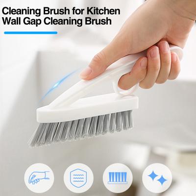 Efficient Crevice Cleaning Brush Ergonomic Handle V-Shaped Head Soft Bristles Brush for Bathroom Floor