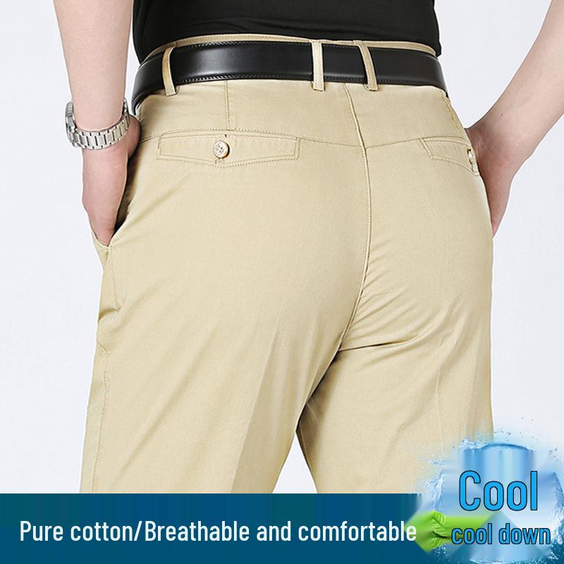 2024 Herren Leichte Baumwoll Freizeithose - Atmungsaktiv, Lockeres gerades Bein, Business Casual