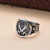 Adjustable Vintage Hip Hop Arabic Dagger Double Blade Ring Men Women Retro Geometric Plated Open Band
