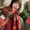 Christmas and New Year's red plaid imitation cashmere scarf women's new winter high-end warm wool scarf
