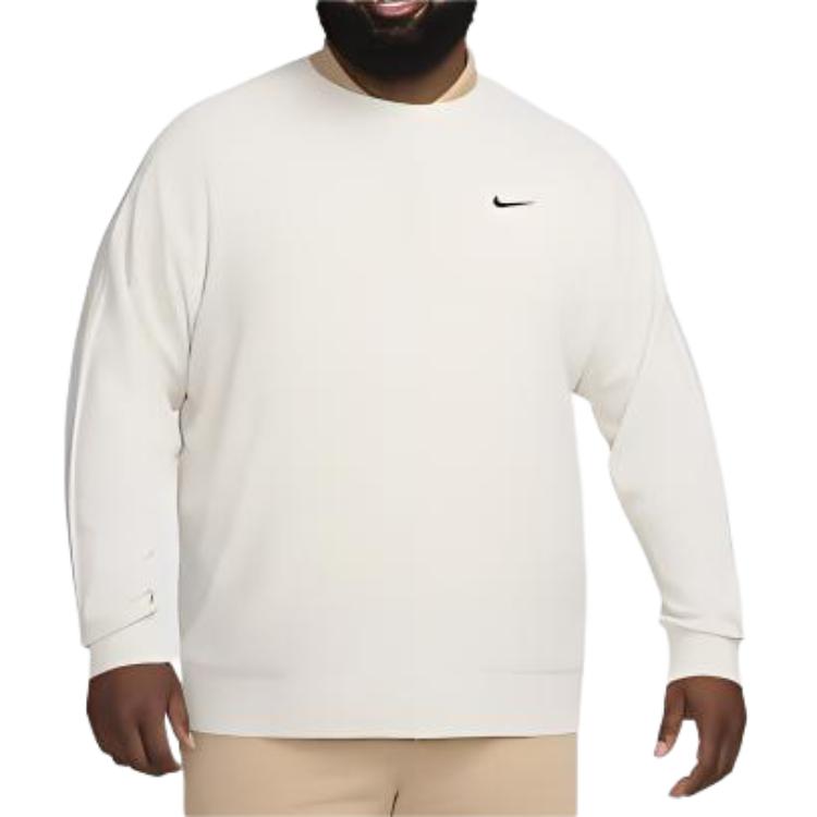 Nike Logo Print Pullover Crew Neck Long Sleeve Sweater Men sweater Beige FQ8832-072