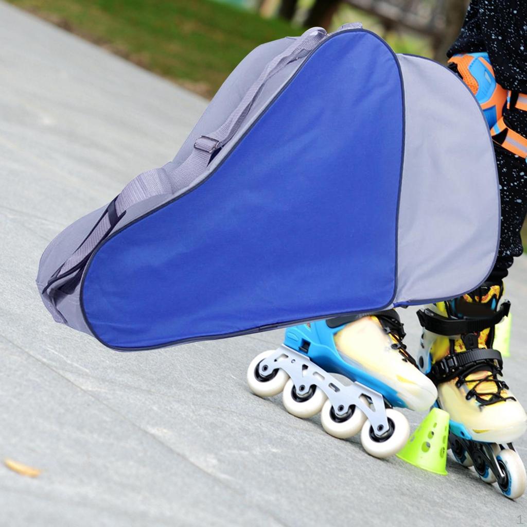GLAITC Borsa da pattinaggio a rotelle, Borsa a rullo per pattini da ghiaccio unisex con tracolla regolabile Borsa da trasporto per pattini Borsa da pattinaggio per donne uomini bambini blu