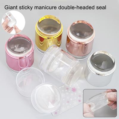 Doppelköpfiger French Nail Art Stamper mit einem Nagelschaber, Silikon, transparenter Kopf, Nagelform, Stamping-Vorlage für DIY-Maniküre