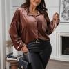 Retro Lapel Velvet Cardigan Shirt for Women - Long Sleeve, Autumn/Winter Collection 2026, European and American Style.