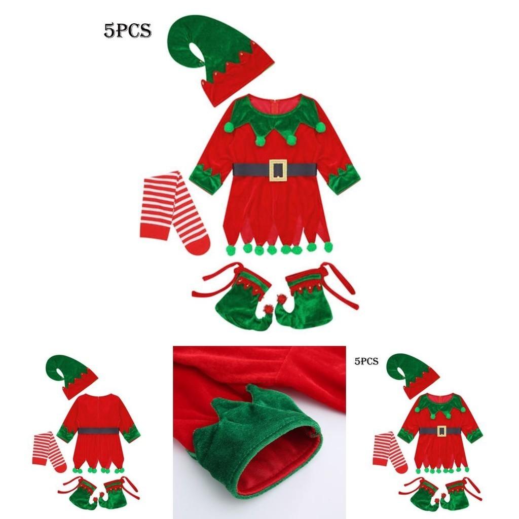 Stunning Christmas Elf Toddler Cosplay Costume With Shoes Stockings
