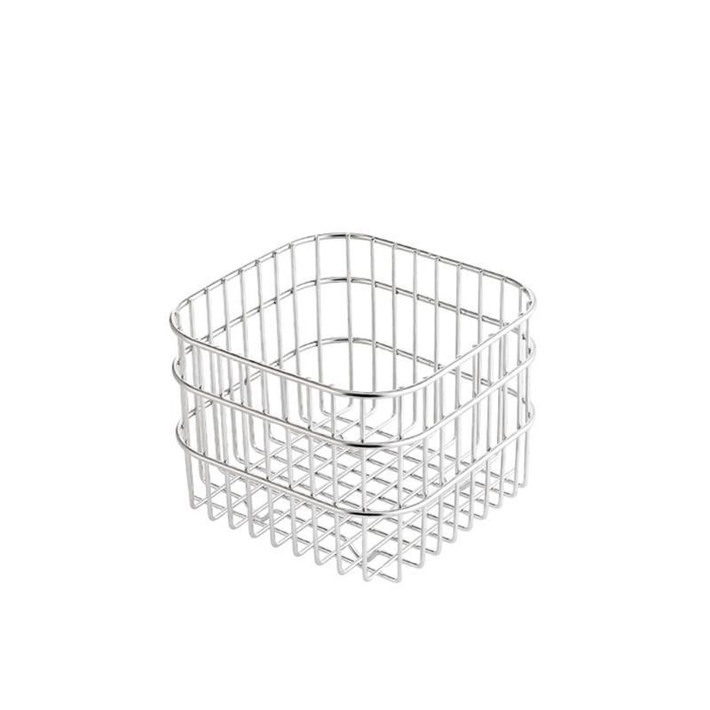  Stainless Steels Kitchen Drain Basket Drainage Rack Large Opening Hollow Metal Wire Storage Basket Countertops Container