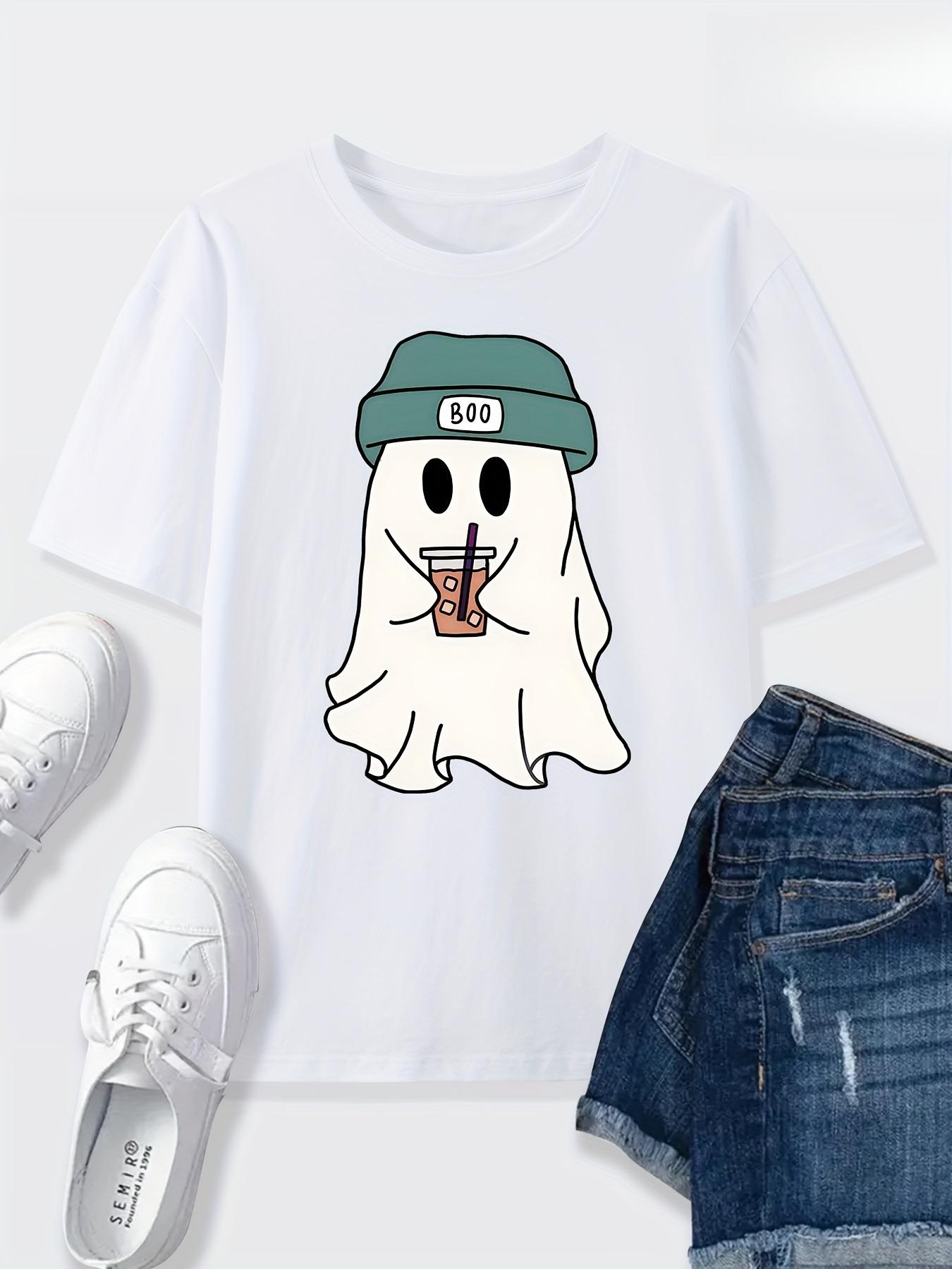 Halloween Cute with Milk Tea Cartoon Print Women T-Shirt Soft Comfortable Casual Fashionable Summer Tshirt Women Clothing S