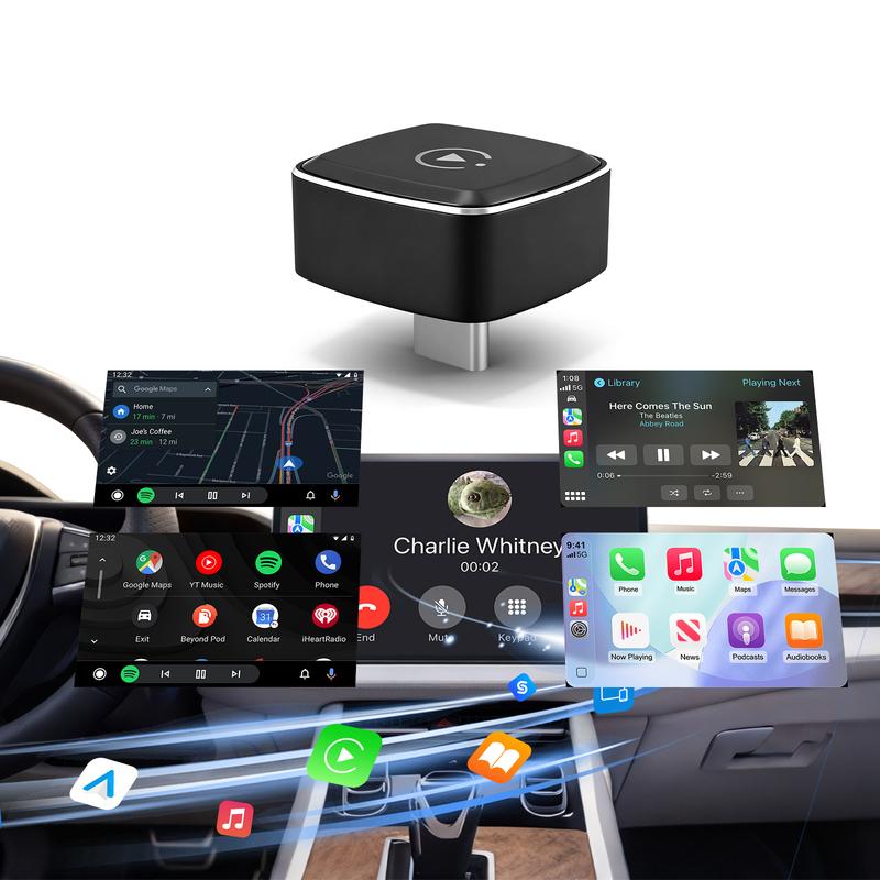 EzoneTronics Wireless CarPlay Android Auto Adapter for Factory Type-c Wired Car, Wireless CarPlay & Android Auto 2 In 1