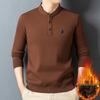 Men's Long Sleeve Lambswool Button Collar Knitwear - Plush & Warm for Fall/Winter