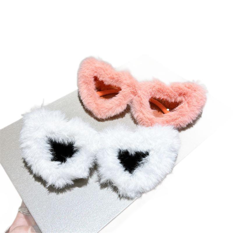 Street Catwalk Fashion Glasses Plush Love Sunglasses Peach Heart Dance Party Funny Heart Sunglasses