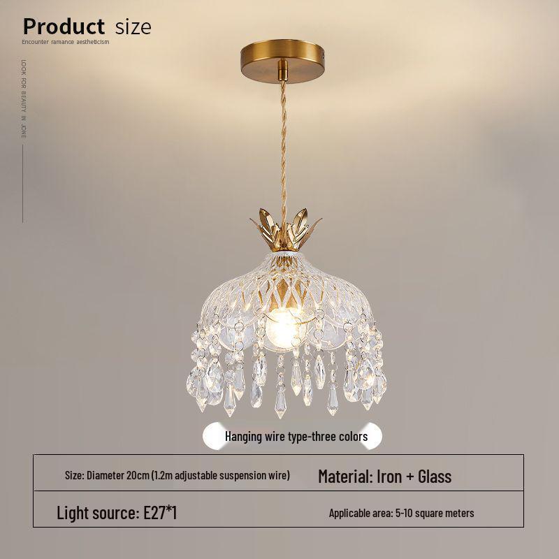 Vintage French Crystal Pendant Light for Entrance, Hallway, Balcony, Bedside, and Bar