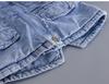 Korean Style Girls' Winter Denim Coat with Big Fur Collar and Velvet Lining