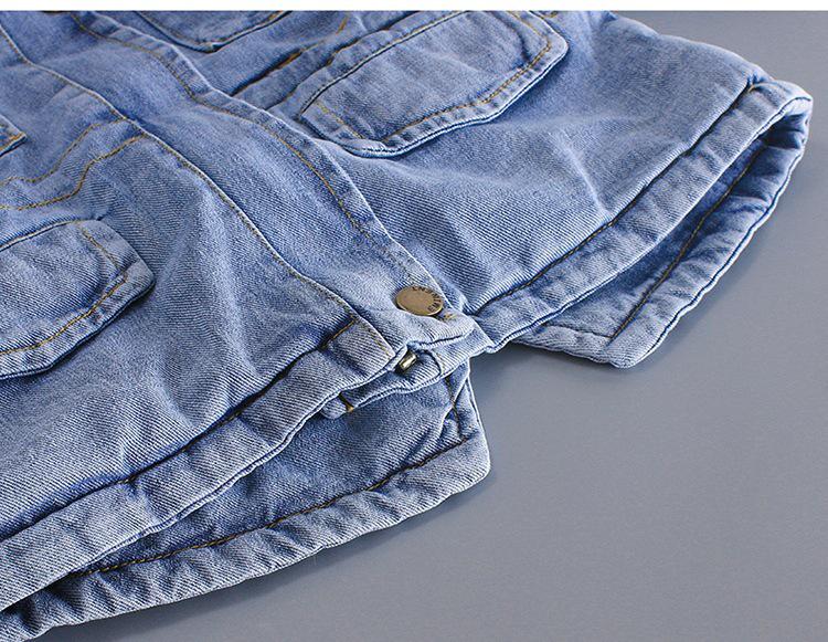Korean Style Girls' Winter Denim Coat with Big Fur Collar and Velvet Lining