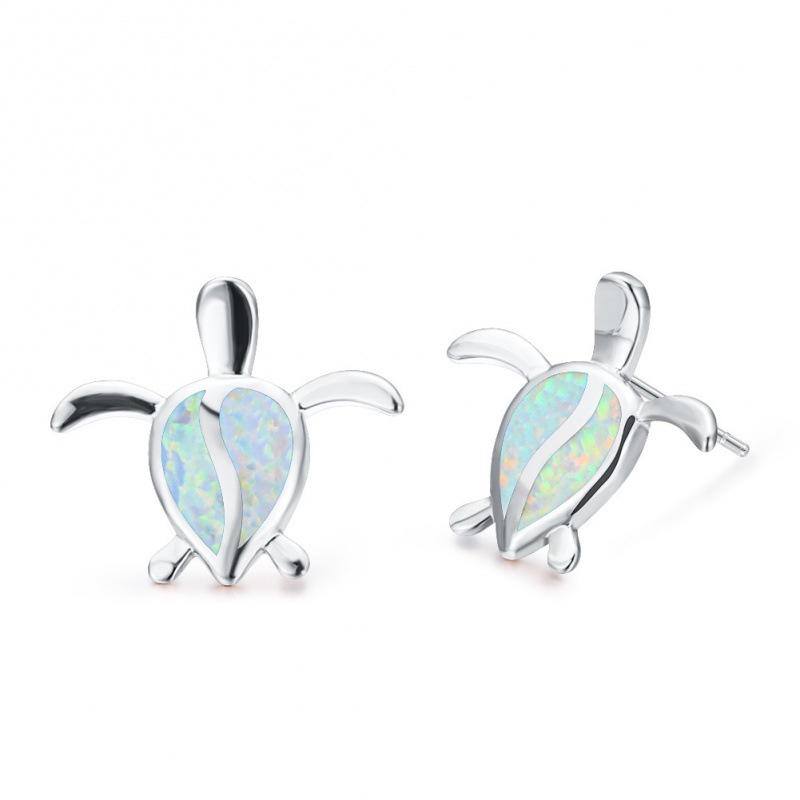 stud earrings European and American earrings rose gold white opal turtle stud earrings men s week women s original earrings