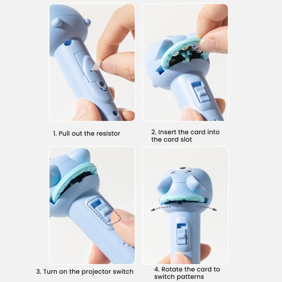 Projektions-Taschenlampe für Kinder Kleinkind-Taschenlampe mit 80 Muster-Dias und 10 Projektionskarten Fantasievolles Geschichtenerzählspielzeug