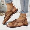 Women's Euro-American Sandals Spring Summer Fashion Flat Round Toe Open Toe Beach Buckle Shoes