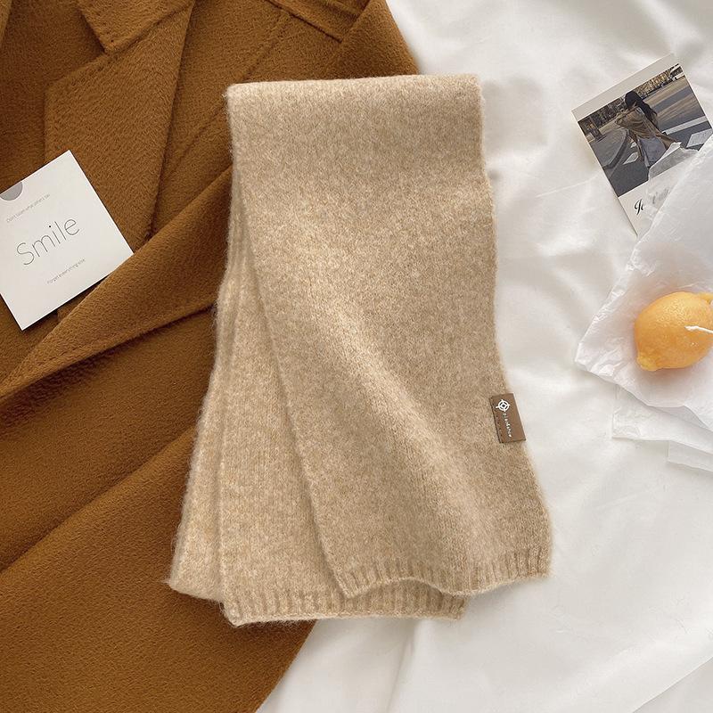 Neutral wind versatile scarf soft waxy knitted 20 sheep wool warm couple scarf student girl