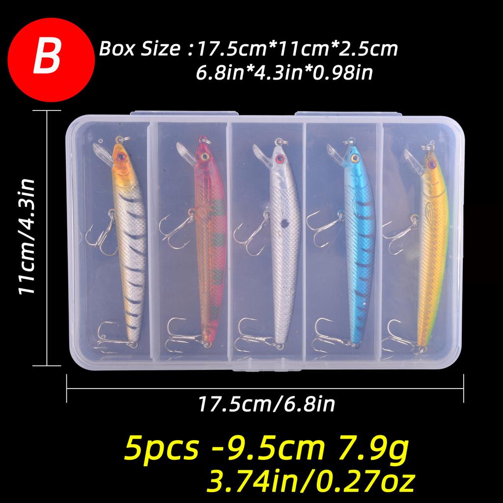 Stainless Steel Minnow Fishing Lure 9.5cm/79g Floating Sound Bead Simulation with Hooks Boxed Artificial Hard Bait for Bass