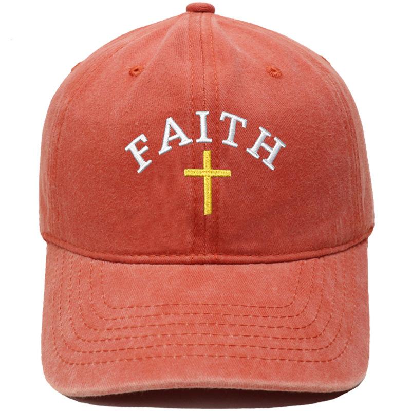 Hot Sale FAITH Alphabet Embroidery Baseball Cap Washed Retro Daddy Hat Men's and Women's Casual Shade Daddy Hat