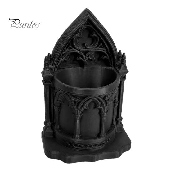 Personalized Desktop Storage 3D Printed Gothic Cathedral Pen Holder, Vintage Academia Church Desk Organizer Castle Pencil Cup, Large for Office