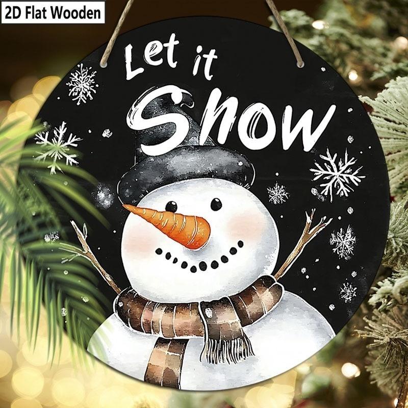 Christmas decoration sign,indoor hanging decorations,2D flat Wooden products with The pattern is a snowman ,Christmas gifts for friends and family