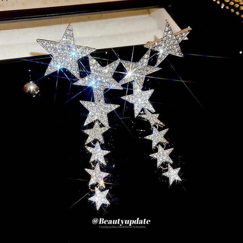 Silver Needle Sweet Cool Wind Super Shining Star Tassel Earrings Light Luxury Temperament Earrings Fashion Advanced Earrings Wholesale