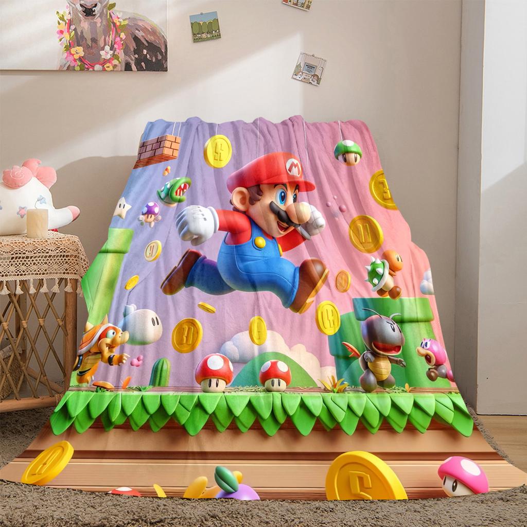Anime Game Mario Versatile Travel Blanket Compact Suitable for Office Nap & Outdoor Camping LXR100