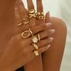 12PCS Set Of New Irregular Geometric Ring Alloy Plated Metal Adjustable Finger Ring For Women, Fashion Statement Jewelry Party N