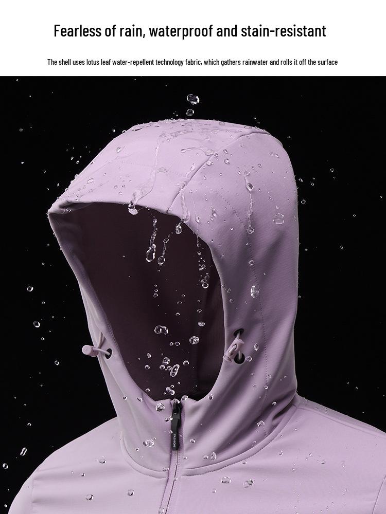 Women's & Men's Outdoor Windproof Waterproof Softshell Jacket - Hooded, Solid Color, Ideal for Mountaineering & Fishing, Custom Logo Available