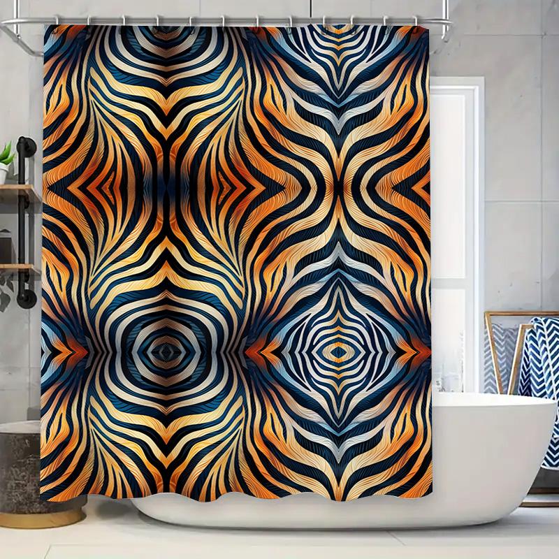 

Stylish Shower Curtain Featuring Zebra Print And Abstract Design Waterproof Fabric For Bathrooms In Multiple Sizes W60H190(CM)-1 Pcs