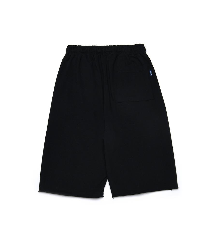ANNOT Cutoff Wide Half Sweatpants Black