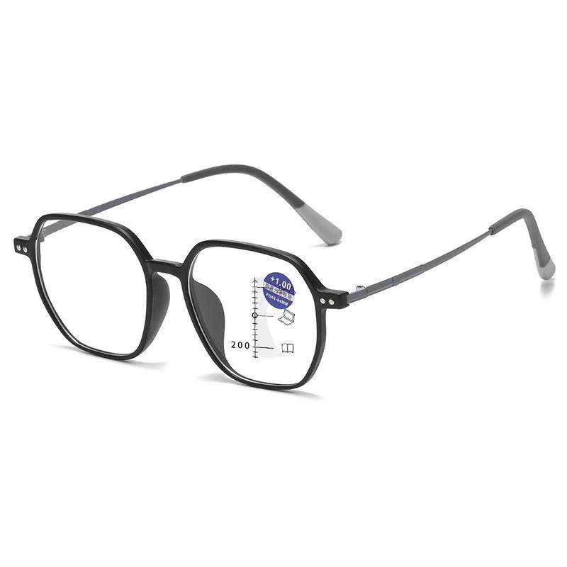 Unisex Fashion New Ultra-Light Multi-Focus Reading Glasses Men And Women High-Definition Anti-Blue Light Farsighted Glasses +4.0