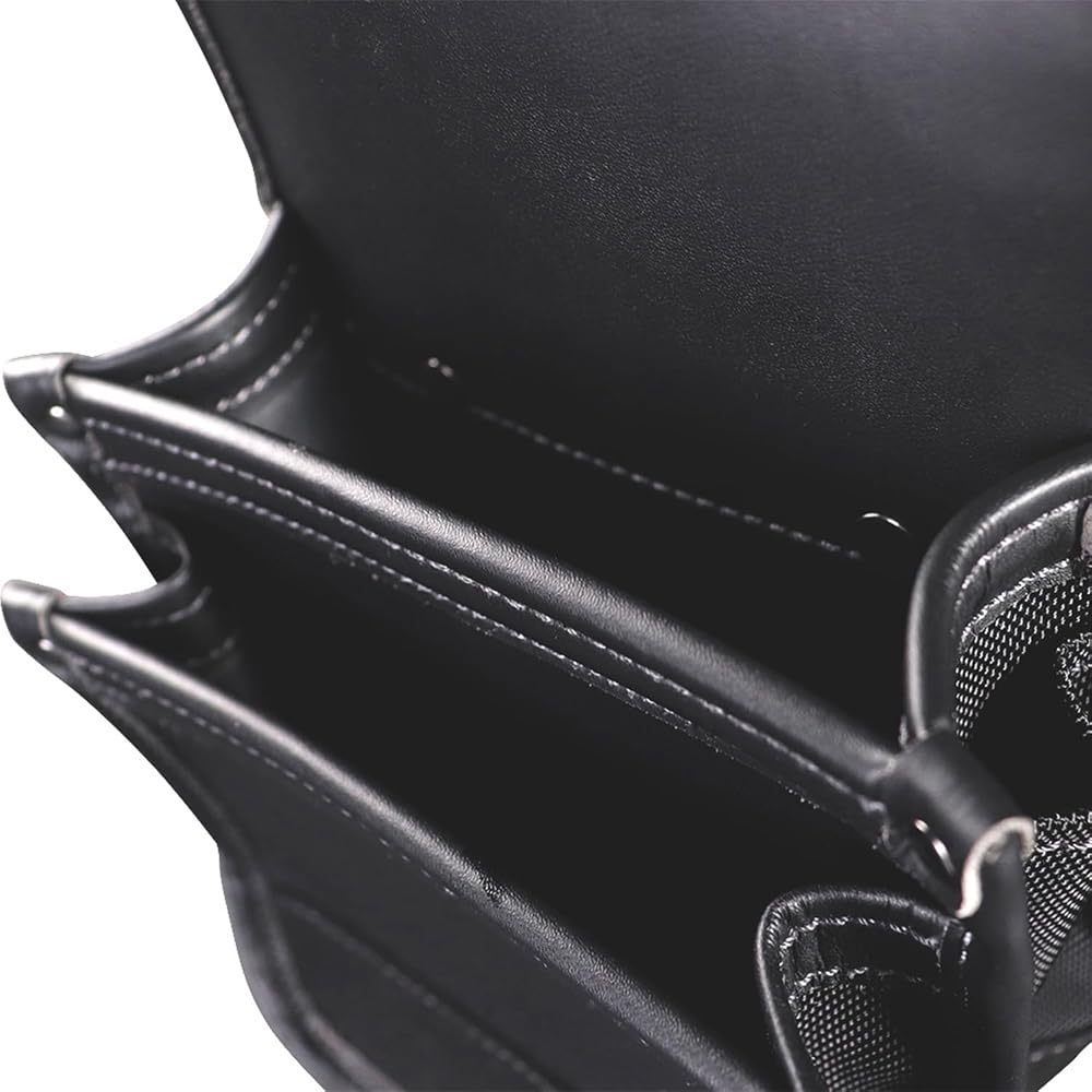 Fujiya (Fujiya) Architectural Thin Waist Bag, 3 Tiers, Black Gold, Light PU Leather Series, AB-43BG